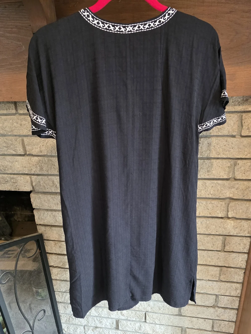 THML Black Tunic Dress with Pink and Teal Embroidered Floral Motif